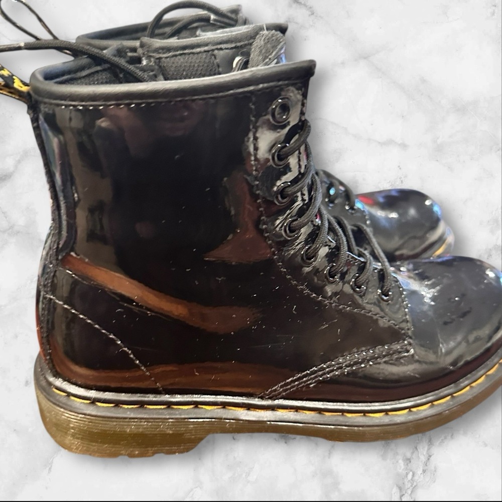 DR. MARTENS Black Junior Kids Boots Zip Sides Lace Up Size 3 - Picture 2 of 6